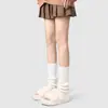 Calcetines de Punto para Pies de Mujer Primavera y Otoño Jk Calcetines Blancos para Apilar Y2K Tubo Largo Manga de Pantorrilla Lolita Bola de Pelo Calcetines con Encaje