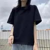 [Algodão de Xinjiang] Camiseta preta de manga curta com ombro reto para mulheres, novo estilo verão 2026, corte justo, top versátil, versão coreana