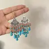 Pendientes étnicos vintage europeos y americanos de turquesa, Pendientes colgantes de borla bohemia de turquesa, Pendientes más vendidos de las zonas escénicas de Yunnan