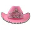 Chica Caliente Milenial Celebridad de Internet Festival de Música Sombrero de Vaquero Occidental Corona de Lana Rosa Sombrero de Caballero Atrezzo para Foto de Escenario
