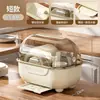 Estante de Almacenamiento para Platos y Utensilios de Cocina a Prueba de Polvo Color Crema para Dormitorio de Estudiantes en Renta, para Colocar Vajilla, Platos, Tazones y Palillos, con Función de Drenaje