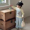 Liquidação de Peças WelfareGirls Vestido de Alça Fina Estilo Coreano Gatinho Primavera Fofo Versátil Infantil Pequena Alça Estilo Primavera/Outono