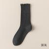 Medias rizadas verticales para niños, medias largas de pelo, hilo de algodón puro, color sólido, sin costuras, oreja de madera, calcetines de moda