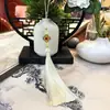 Venta Directa de Fábrica Colgante de Borla de Trébol de Cuatro Hojas Cloisonné Estilo Chino Hanfu Botón a Presión Línea Fina Borla Vertical Accesorio