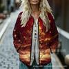 Sudadera de Algodón con Cuello Alto y Pliegues para Mujer 2025, Estampado Floral Retro, Rayas Otoño e Invierno, Botones, Sudadera para Mujer