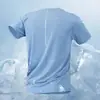 Camiseta Esportiva de Seda de Gelo Masculina Secagem Rápida Manga Curta Verão Top Fino Solto Fitness Roupas de Corrida Respirável Meia-Manga