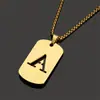 Collar Popular Transfronterizo de Acero Inoxidable Hueco con 26 Letras Inglesas Versátil Simple Moderno Unisex Pareja Joyería de Marca Militar