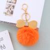 Couro PU Laço Pom Pom Pingente Charme de Bolsa Moda Pelúcia Falsa de Coelho Rex Chaveiro Joias Transfronteiriças Atacado