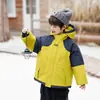Jaqueta masculina de fleece forrado com blocos de cor para outono e inverno 2026 nova estilosa infantil de inverno parka grossa estilo macacão de trabalho moderna