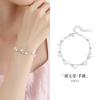 Pulseira de Estrela em Prata Pura S990, Pulseira Exquisita e Simples de Camada Dupla com Estrela de Cinco Pontas para Mulheres, Estilo Japonês e Coreano, Joias de Contas da Fortuna por Atacado