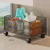 Estante de almacenamiento debajo del mueble del baño, organizador de piso para el baño, estante junto a la lavadora, carrito de almacenamiento para detergente de lavandería