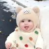 Gorro de Lana Gruesa para Bebé de Otoño e Invierno Estilo Coreano Lindo Gorro de Felpa con Protección para las Orejas Unisex para Niños Cálido Gorro de Punto Pullover