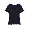 Camiseta de Verão Feminina de Manga Curta com Design Único, Corte Justo, Decote V Elegante e Cropped Tendência que Marca a Cintura
