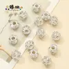 Contas com Furo Grande com Diamantes Microincrustados, Contas Espaçadoras Vazadas, Contas Soltas para Pulseira Versátil, Contas Soltas Cravejadas com Diamantes, Acessórios para Joias DIY