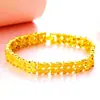 Pulsera de doble capa con corazón de melocotón, chapada en latón y oro auténtico de 24 quilates, para mujer.