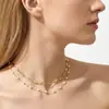 2019 Nuevo collar de perlas lisas multicapa de moda europea y americana, gargantilla de metal, collar de personalidad exagerada