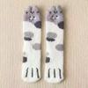 Calcetines de lana coral de longitud media para mujer, bonitos calcetines con forma de garra de gato, gruesos y con forro polar, para dormir, de otoño e invierno