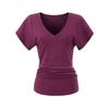 Belleza Nativa ~ Verano Cintura Tencel Camiseta Manga Corta Verano 2025 Nuevo Hombro Cintura Pliegue Cuello V Top