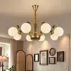 Candelabro de sala de estar estilo vintage americano de cobre puro, candelabro estilo retro americano de frijol mágico para dormitorio y comedor de madera de nogal norteamericano