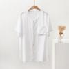 Camisa de Manga Corta con Cuello Redondo de Algodón y Seda para Hombres de Mediana Edad y Mayores Camisa para Ejercicio Matutino Verano Delgado Top de Algodón Artificial para Papá Cárdigan