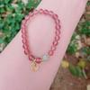 Pulsera de Cuentas de Cristal de Fresa Natural para Mujer, Dulce Fresca, Cristal Rosa Luz de Luna Gris, Pixiu, Diseño Nicho con Sentido del Diseño