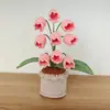 Venta Caliente Transfronteriza Flor de Lana Tejida a Mano con Orquídea Suzuki Simulada Adornos de Decoración para Escritorio del Hogar, Dormitorio