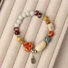 Pulseira de Cerâmica Jingdezhen, Nova Pulseira Estilo Étnico Chinês, Pulseira Versátil para Menina Estudante Artística, Estilo Retrô