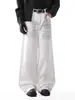 Jeans Masculino Tamanho Plus Americano Retrô com Design de Bigodes Sujos Desgastados Outono Novo Street Calças de Perna Larga Scimitar