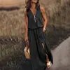 Vestido informal sin mangas con cremallera en la cintura y estampado de letras para mujer, primavera y verano, transfronterizo entre Europa y Estados Unidos, 2023