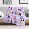 Manta Esencial Temática de Álbum en Rosa y Morado, Suave y Cálida, un Regalo Cómodo para Cantantes Hombres y Mujeres, Manta de Franela Estampada para Uso en el Hogar