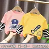 Camiseta de Manga Comprida para Meninos Estilo Primavera e Outono 2026 Novas Roupas de Outono para Crianças Camiseta Outono Algodão Puro Falso Duas Peças Listrada Camada Base