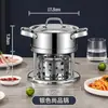 Mini Olla Caliente Individual de Acero Inoxidable 304 de Gama Alta Comercial con Estufa Ecológica de Alcohol y Aceite para Uso Doméstico, Una Olla por Persona para Autoservicio