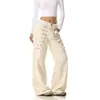 Jeans retro americanos con diseño de hebilla de metal para mujer, nuevo estilo callejero de otoño, pantalones sueltos y casuales de longitud hasta el suelo