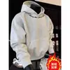 Moletom com Capuz de Veludo High Street para Homens no Outono e Inverno Pesado Retro Americano High-End Quente Tops e Jaquetas de Casal