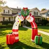 Decoración festiva de jardín más vendida a nivel transfronterizo Adorno inflable de arco de muñeco de nieve y Papá Noel para fiestas en el jardín