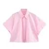 2025 Nova Camisa Feminina Estilo Europeu e Americano com Lapela Cor Sólida Versátil Manga Larga Manga Curta Tops