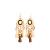 [Selección Premium] Pendientes Largos con Borlas Tejidas de Plumas Estilo Étnico Vintage para Mujer Pendientes Huecos de Gama Alta Bohemios