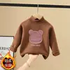 Camada Base de Fleece com Gola Meia-Alta para Meninas Outono Inverno Top Térmico Infantil para Crianças Médias e Grandes Camiseta com Estampa de Desenho animado ins
