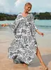 Casaco Blusa Biquíni de Viscose Europeu e Americano Transfronteiriço Roupa de Banho para Fontes Termais Vestido de Praia ao Ar Livre para Mulheres Xale para Roupa de Banho