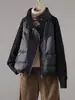 Nueva Moda Europea Tendencia Chaqueta Corta de Plumas para Mujer 2026 Elegante Patchwork Mangas de Punto Engrosada Pluma de Pato Blanca Abrigo de Invierno