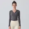 Secado Rápido Nuevo Ajustado Running Deportes al Aire Libre Pilates Top con Capucha Fitness Manga Larga Cálida Chaqueta Ropa de Yoga