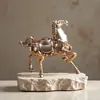 Adorno de Caballo e Lingote de Latón Puro, Escultura de Cobre Creativa Estilo Antiguo, Decoración para el Hogar, Mascota de Té, Decoración de Escritorio de Oficina, Estilo Chino
