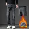 Jeans de Alta Gama Negros y Grises para Hombre Pierna Recta Sueltos Pantalones Largos para Hombres de Mediana Edad Primavera y Otoño Talla Grande Pantalones de Pierna Ancha para Hombre