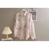 Camisa ligera de primavera-verano para mujer talla plus, estampado floral nuevo, manga larga, corte holgado, protector solar, estilo casual, con cuello
