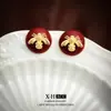 Pendientes de Abeja Pequeña con Goteo de Aceite de Venta Caliente Europea y Americana Pendientes de Diseño Redondo Retro de Nicho Pendientes de Lujo Accesible Elegantes Pendientes Elegantes