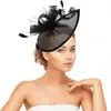 Fascinator de Malla de Plumas Europeo y Americano Transfronterizo, Banquete de Boda, Tocados para Club de Carreras de Caballos, Fascinator Pequeño Vintage para Fiesta de Té, Accesorio para el Cabello