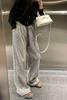 Pantalones anchos de rayas para mujer, holgados, de cintura alta y combinables, para primavera y otoño de 2024