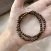 Pulsera de Doble Círculo de Sándalo Dorado Natural Estilo Chino Cadena de Mano Cultural de Madera Estilo Chino Usar Apilado Muestra Temperamento Cadena de Mano Azul Acuático