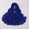 Transmissão ao vivo Cachecol longo de chiffon de pérola criptografado transfronteiriço com flores dobradas feitas à mão e contas, lenço de gaze de minoria étnica, lenço de cabeça malaio