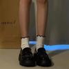 Sapatos de couro pretos estilo coreano, plataforma grossa feminina, estilo japonês, novos mocassins sem cadarço, sapatos Mary Jane, 2023
